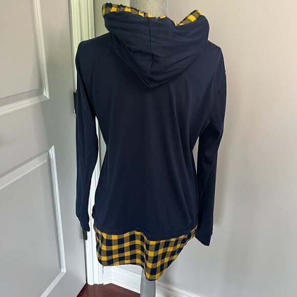 Women's Funnel Neck Hoodie, Navy Blue & Yellow Size M NWOT - Picture 4 of 4